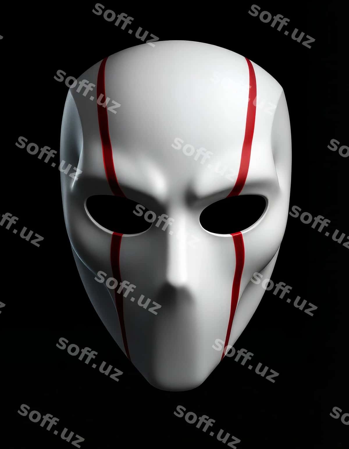 Oq yelga qizil chiziq yuzga ega | White mask with red stripe face 1