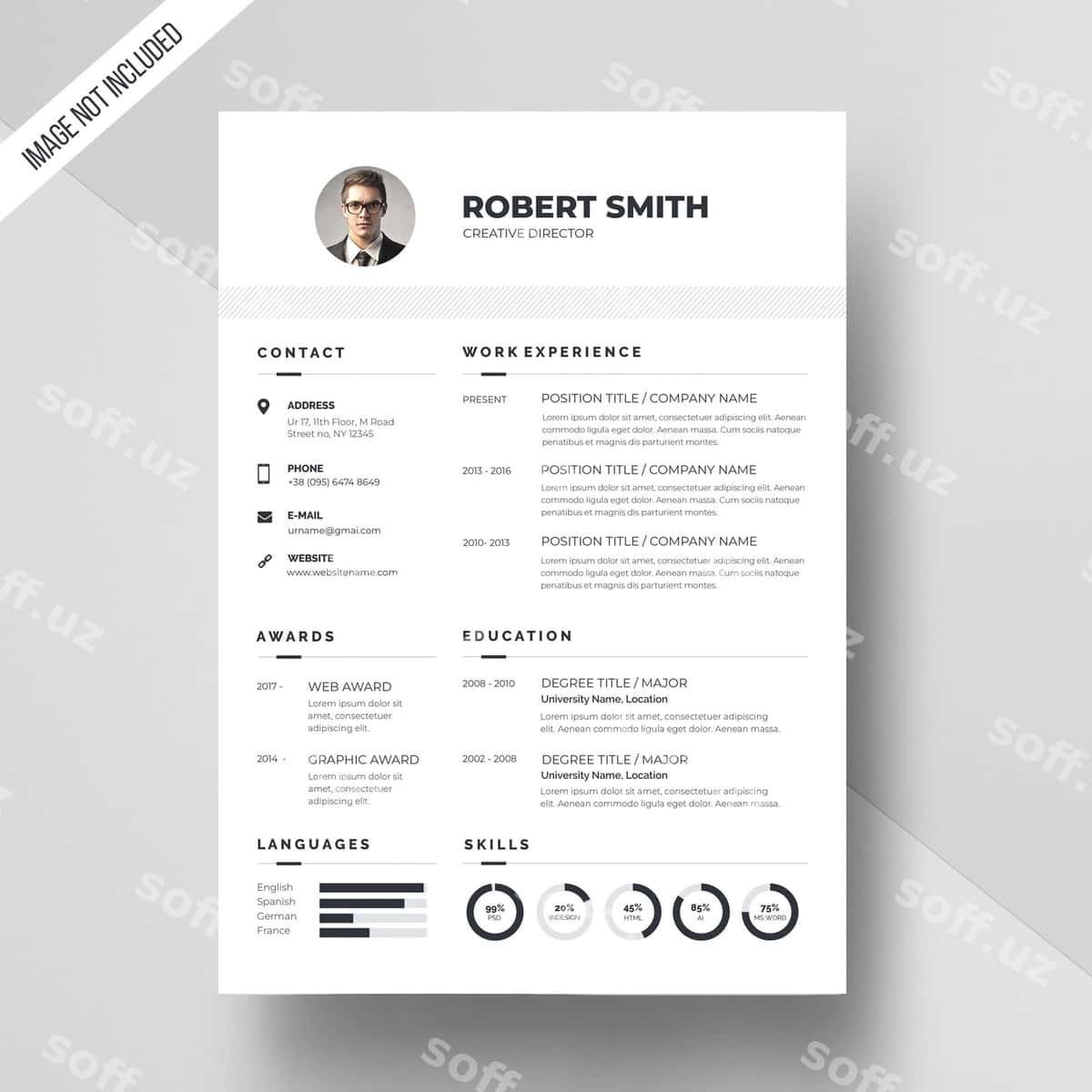 Oq rezyume shabloni | White resume template 1