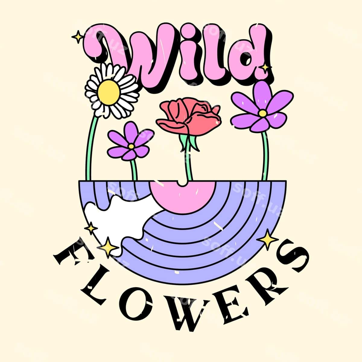 Voha gullari matni vinil gullari bilan | Wild flowers text with vinyl flowers 1