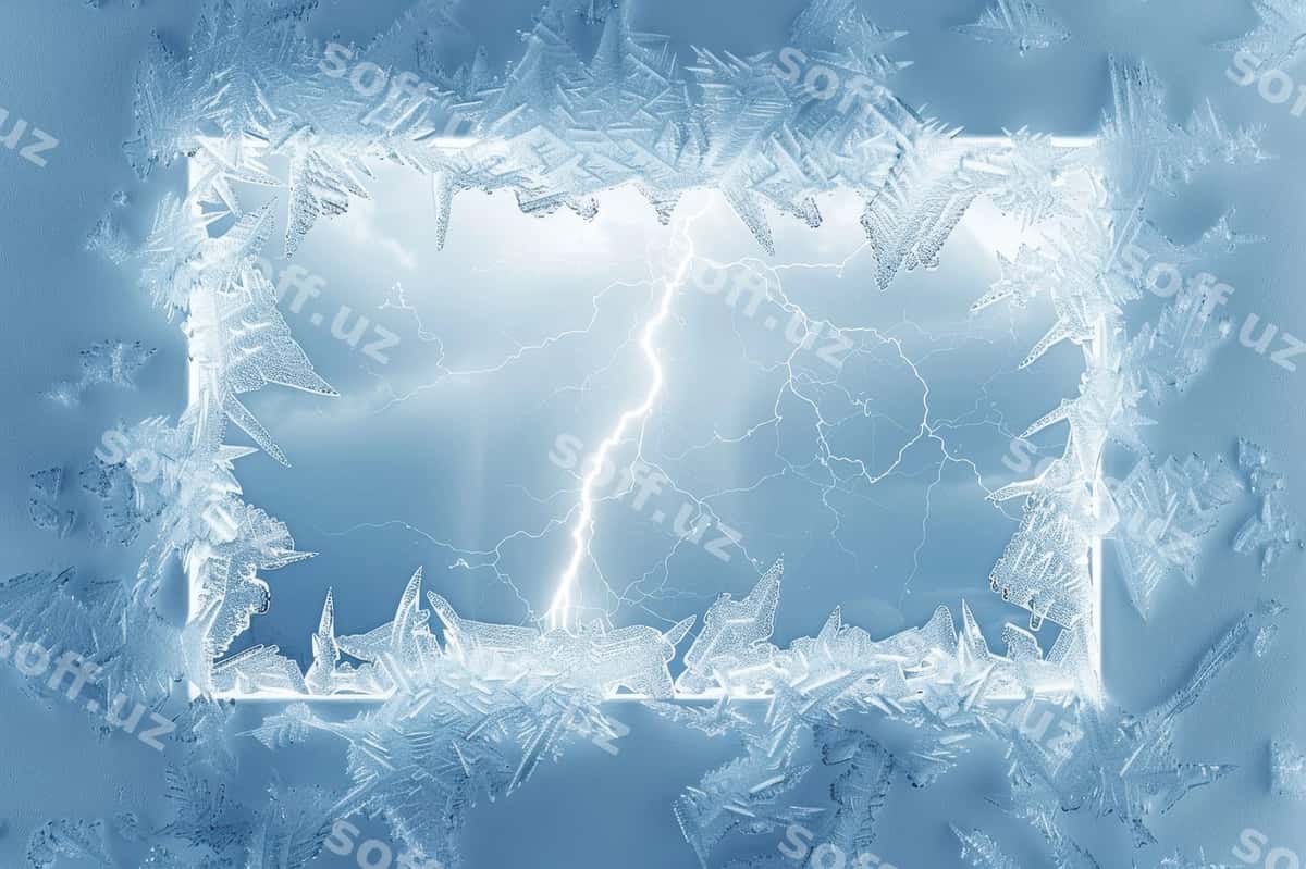 Oyna – osmondagi chirq buz steklo | Window with lightning bolt sky ice glass 1