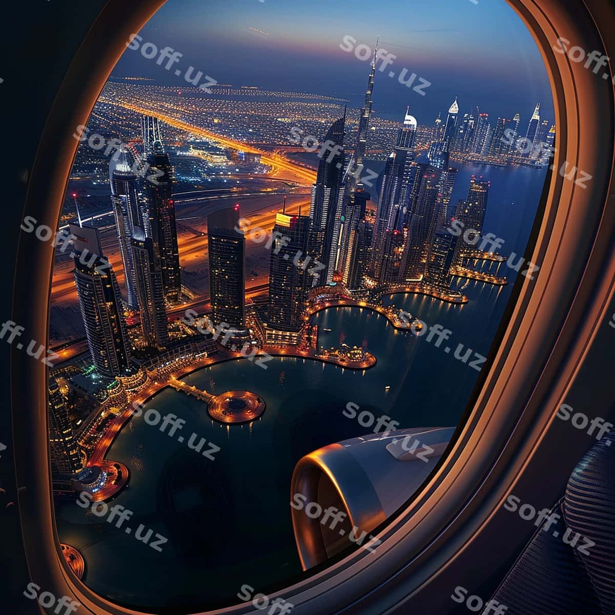 Oyna samolyotdan shahar ko'rinishi bilan | Window with view city from airplane 1