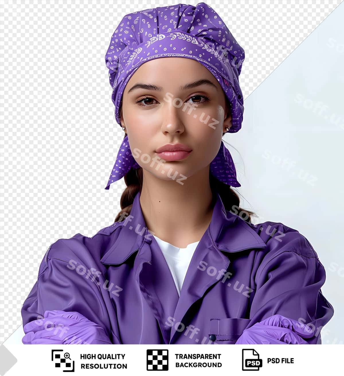 Ayol binafshe tibbiy kostyum qirsiq | Woman purple medical uniform gloves 1