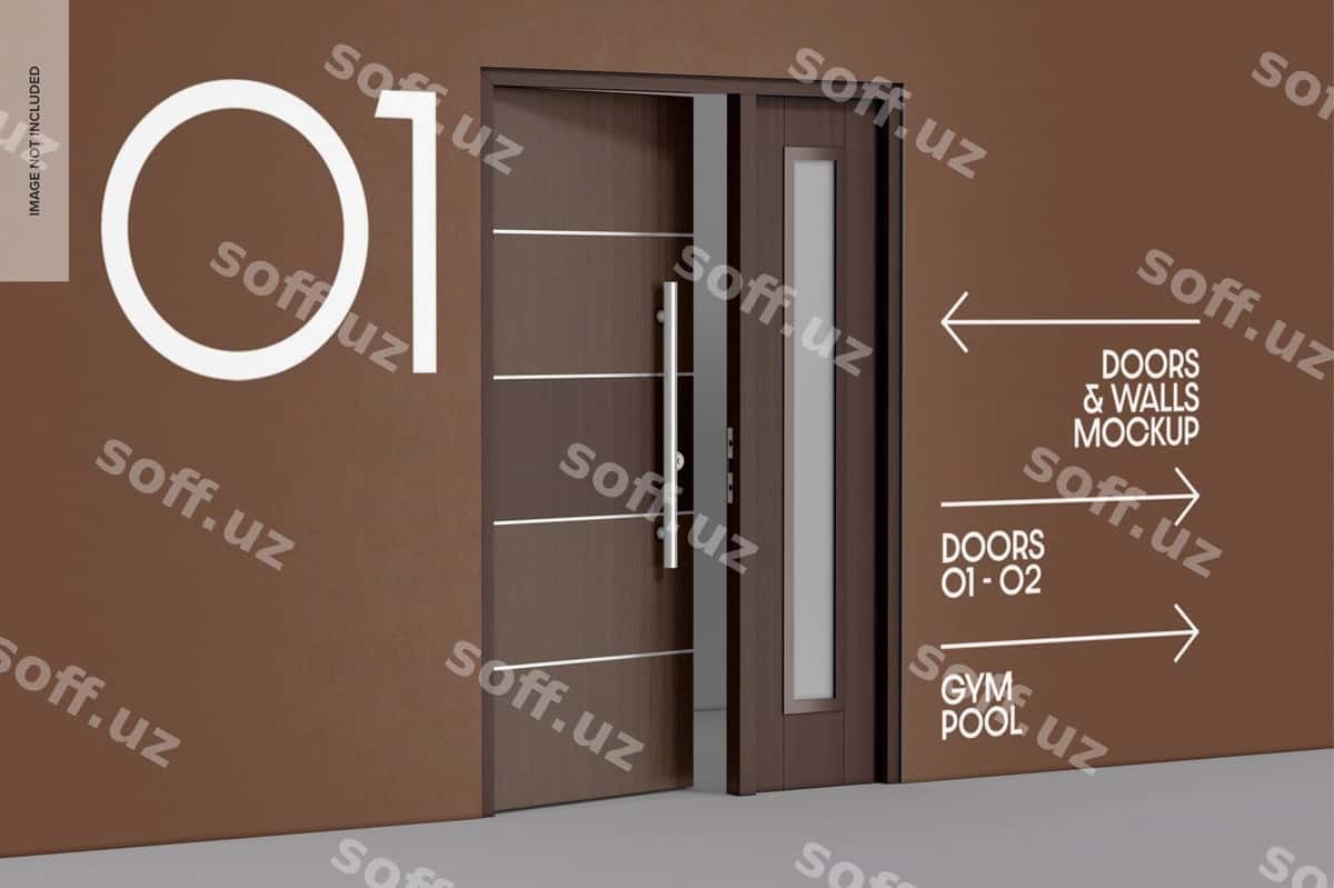 Yog'och eshta namunasi ochilgan | Wood door mockup opened 1
