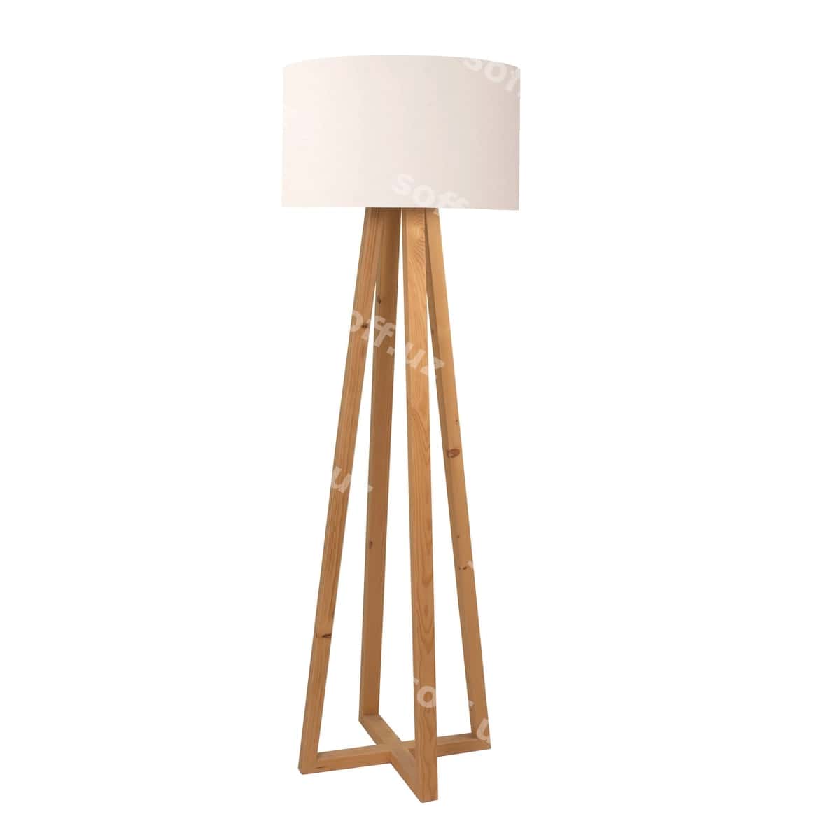 Oq soyali yog'och chiroq | Wooden floor lamp with white shade 1