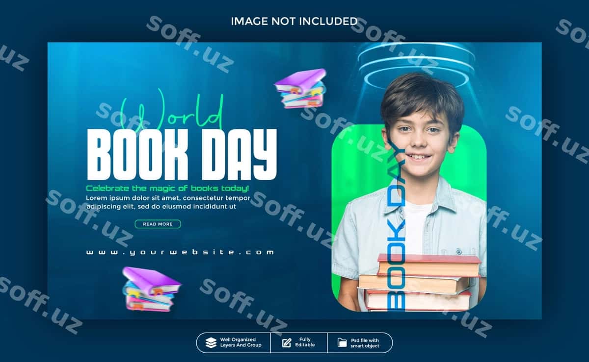 Jahon kitob kuni veb-banner dizayni | World book day web banner design 1