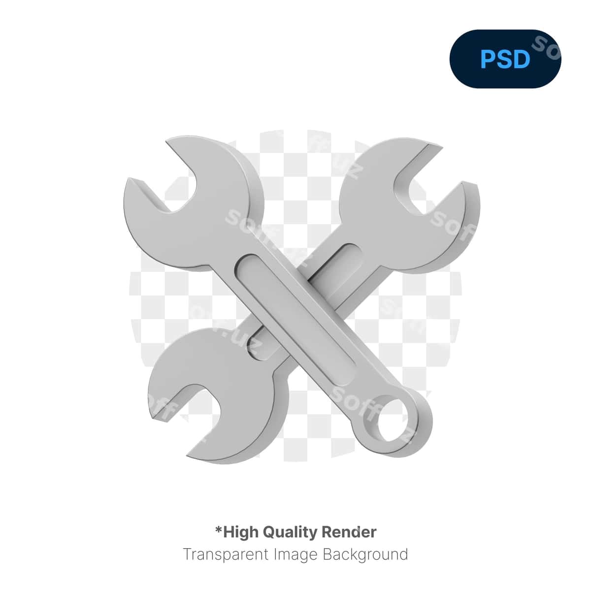 Oʻchchaq 3d ikon premium psd | Wrench 3d icon premium psd 1