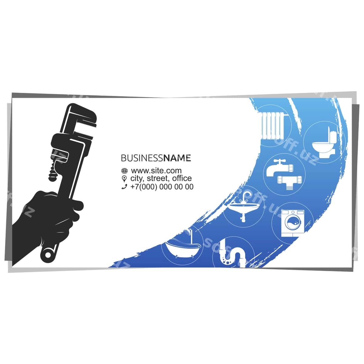 Qoliq boshqaqi santexnik biznes kartasi | Wrench hand plumber business card 1