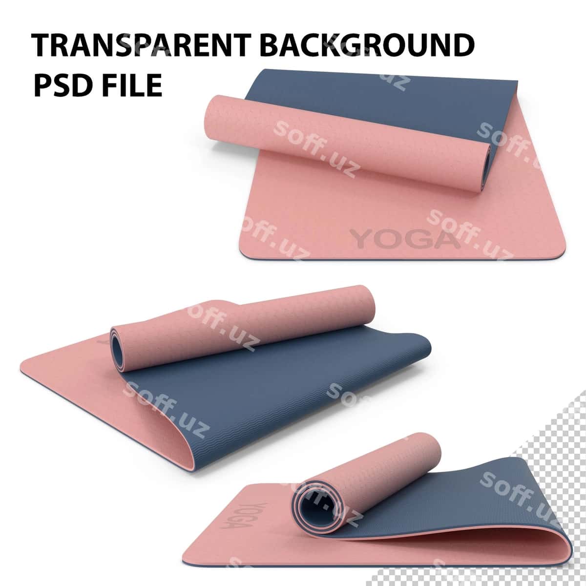 Yoga mat buklangan pushti png | Yoga mat folded pink png 1