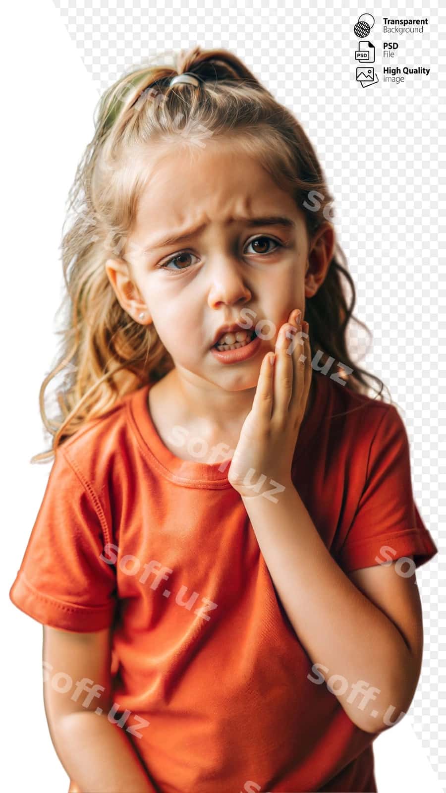 Yosh qiz tish og'rigi bilan boshini tutgan | Young girl with toothache holding cheek 1