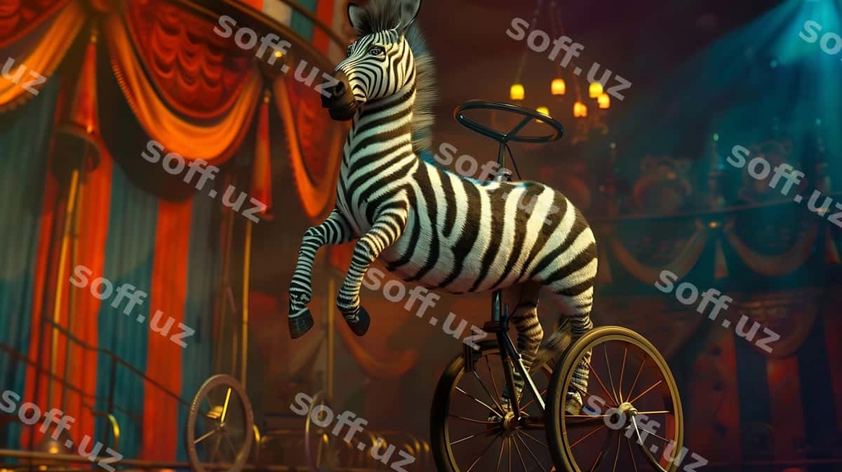 Zebra velosiped. U zebraga ega. | Zebra is bike has zebra it 1