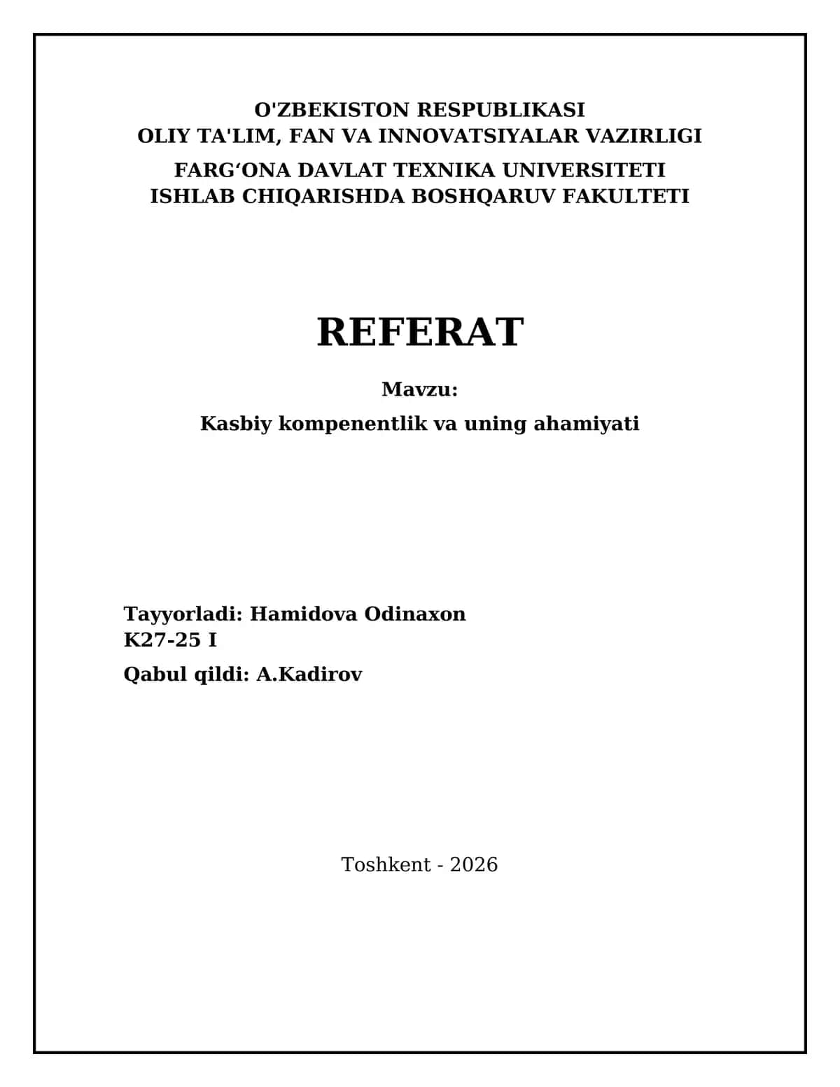 Kasbiy kompetentlik va uning ahamiyati (Professional competence and its significance) 1
