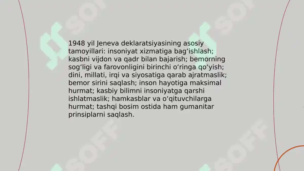 Tibbiy xodimlarning asosiy huquqlari va kasbiy erkinliklari 6