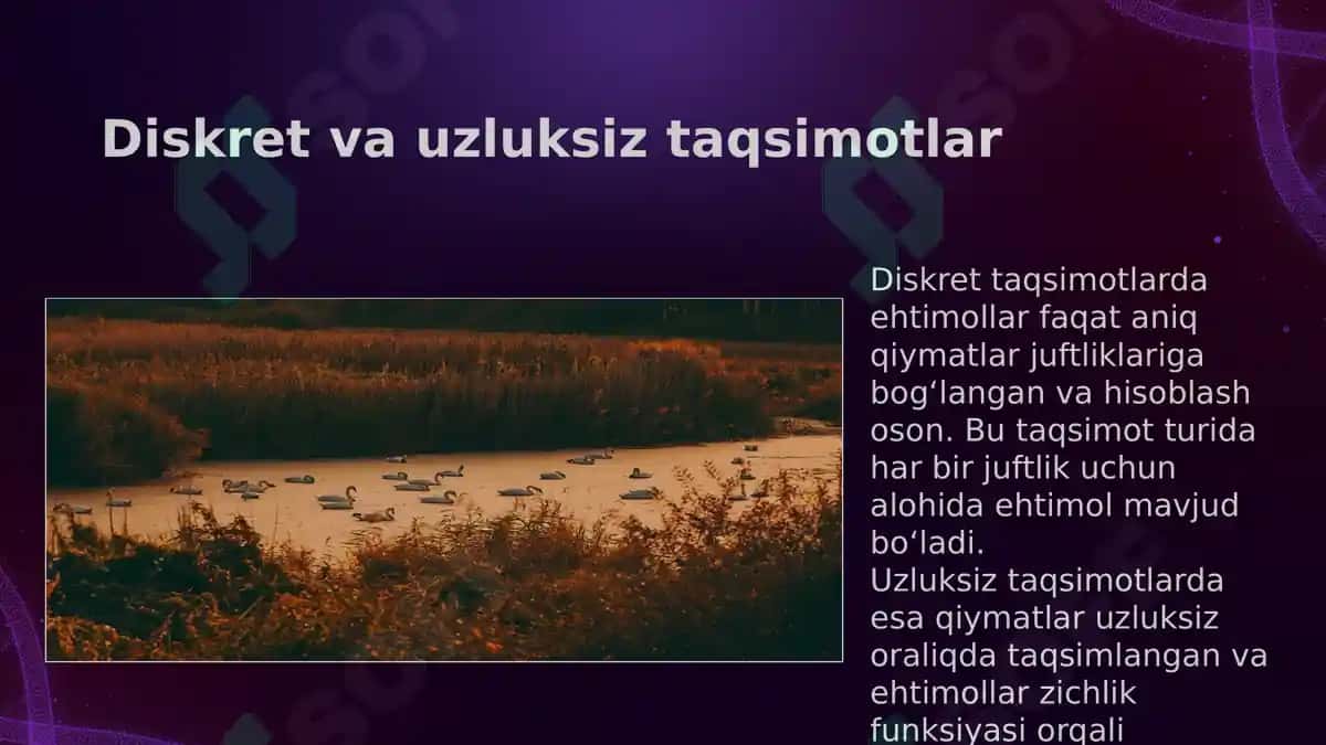 IKKI O’ZGARUVCHILIK TASODIFIY MIQDORLAR UCHUN EHTIMOLLAR TAQSIMOTI FUNKSIYASI 6