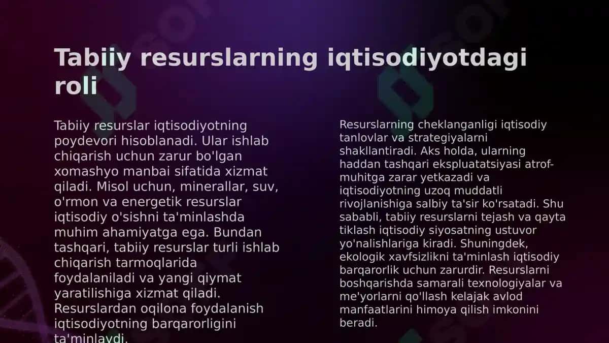 EKOLOGIYA VA IQTISODIYOT O'RTASIDAGI BOG'LIQLIK 4