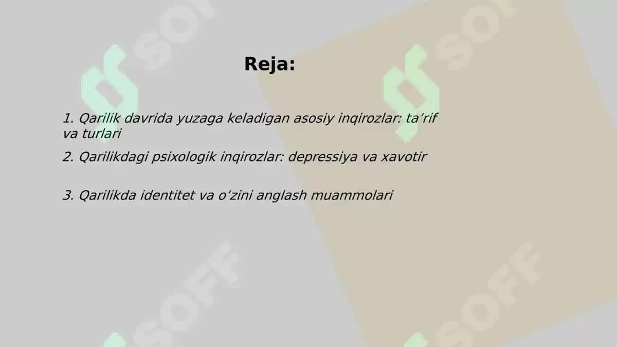 Qarilik davri yosh inqirozlari haqida ma'lumot 2