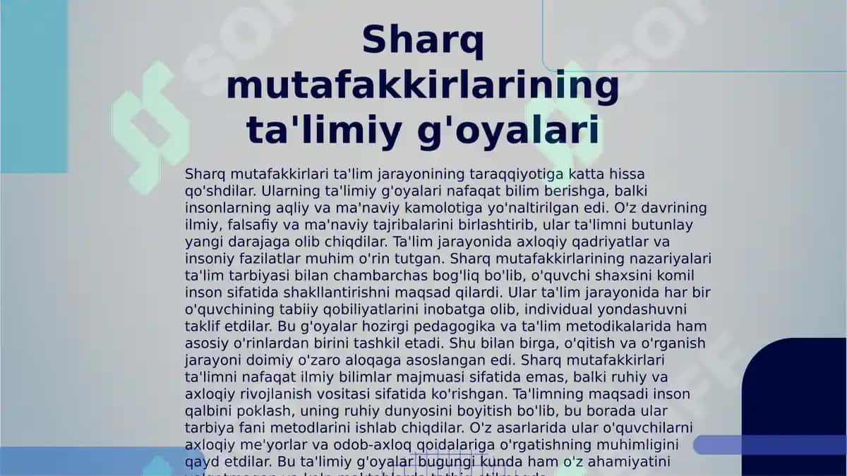 Boshlang'ich ta'lim fanlarini o'qitish jarayonida Sharq mutafakkirlari merosidan foydalanish (tarbiya fani darslari misolida) 3