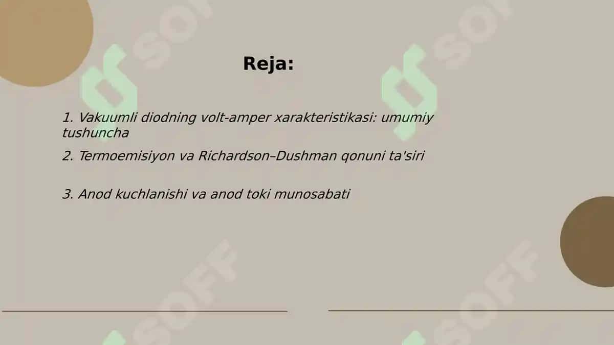 Vakuumli diodni volt-amper xarakteristikasi 2