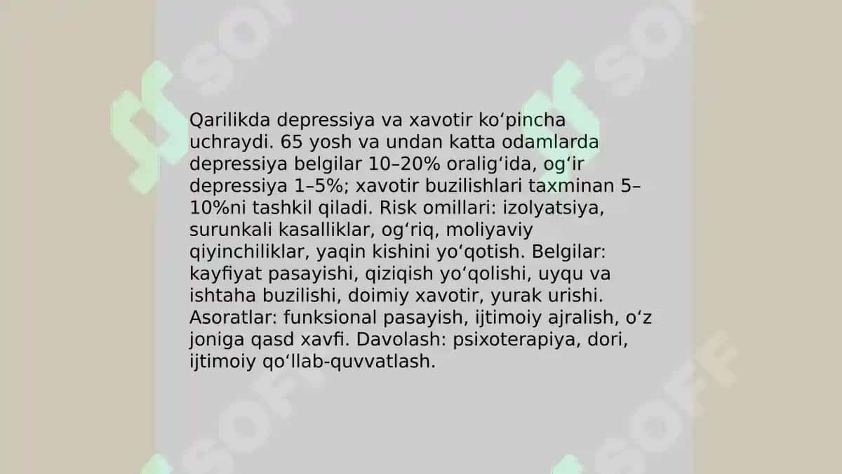 Qarilik davri yosh inqirozlari haqida ma'lumot 4