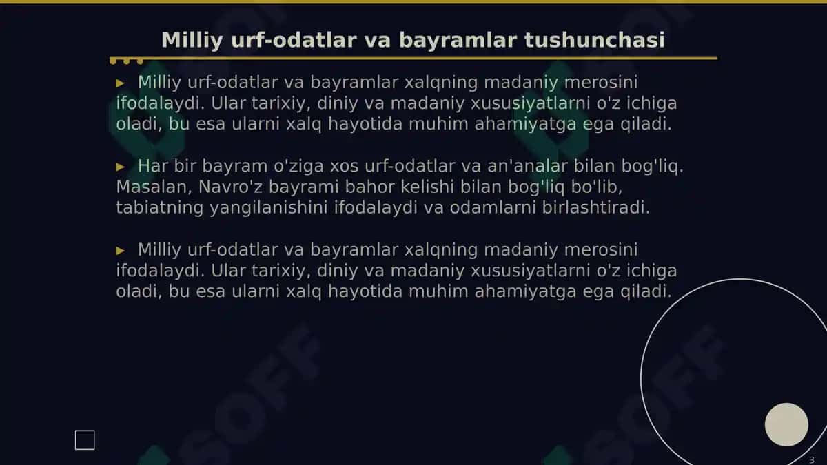 Milliy urf odatlar bayramlarning mazmun mohiyati va tarbiyaviy ahamiyati 3