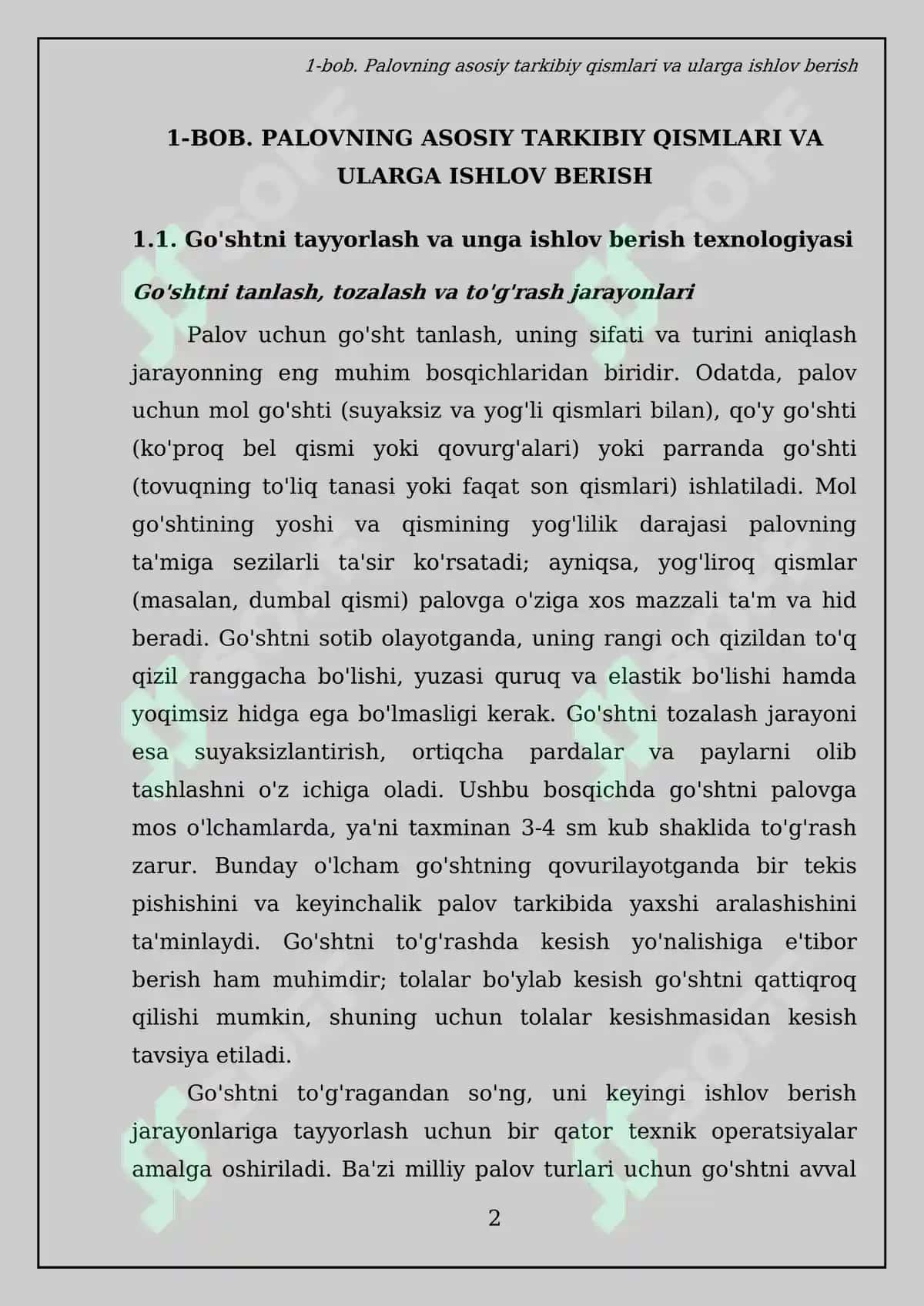 Milliy palov tayyorlash texnologiyasi Kurs ishi 5