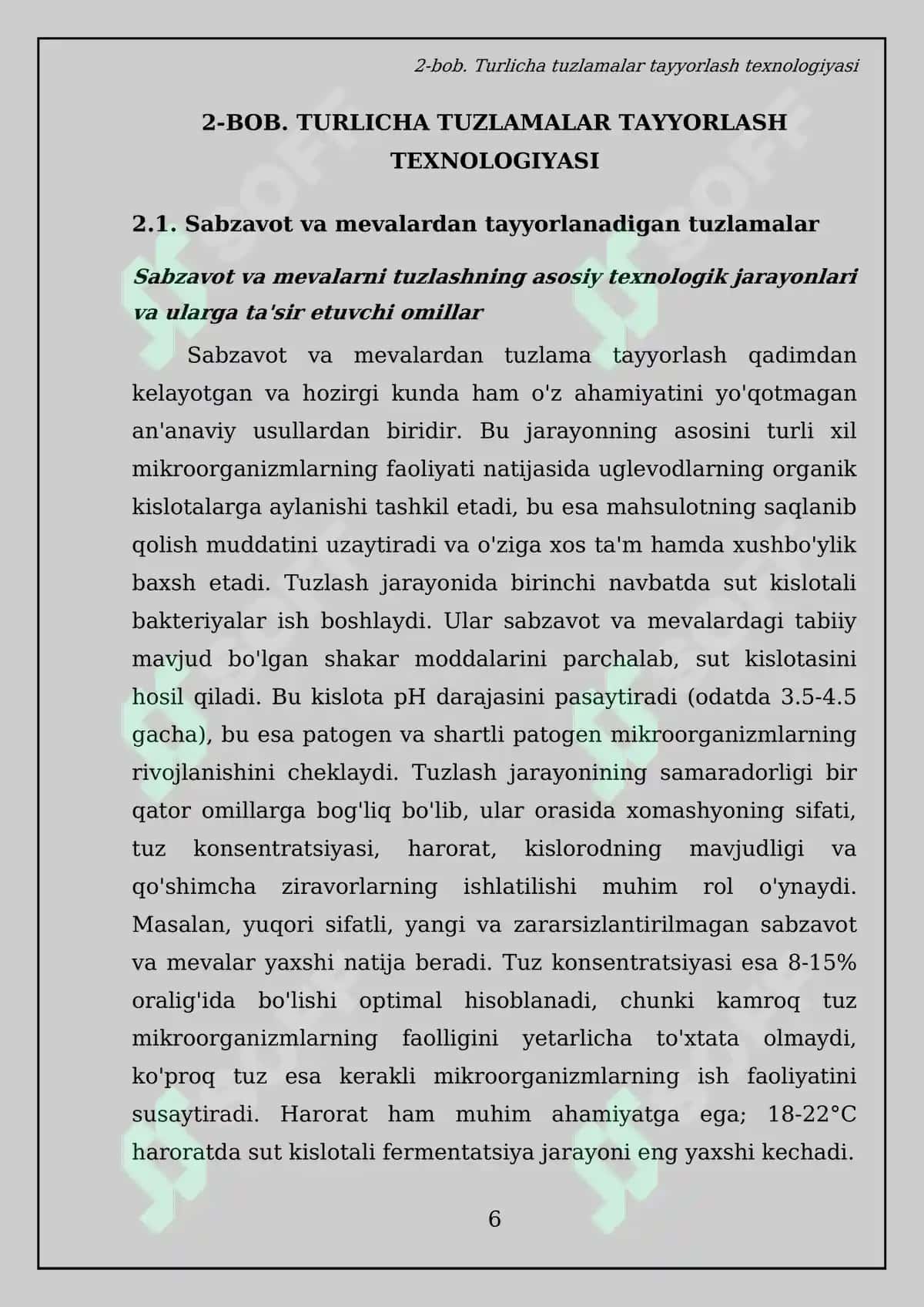 Tuzlamalar va uning turlari tayyorlash texnologiyasi bo'yicha Kurs ishi 8