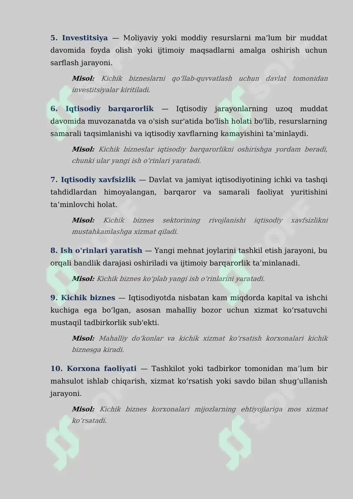 Kichik biznes va tadbirkorlik terminlari lug'ati (Glossary) 2