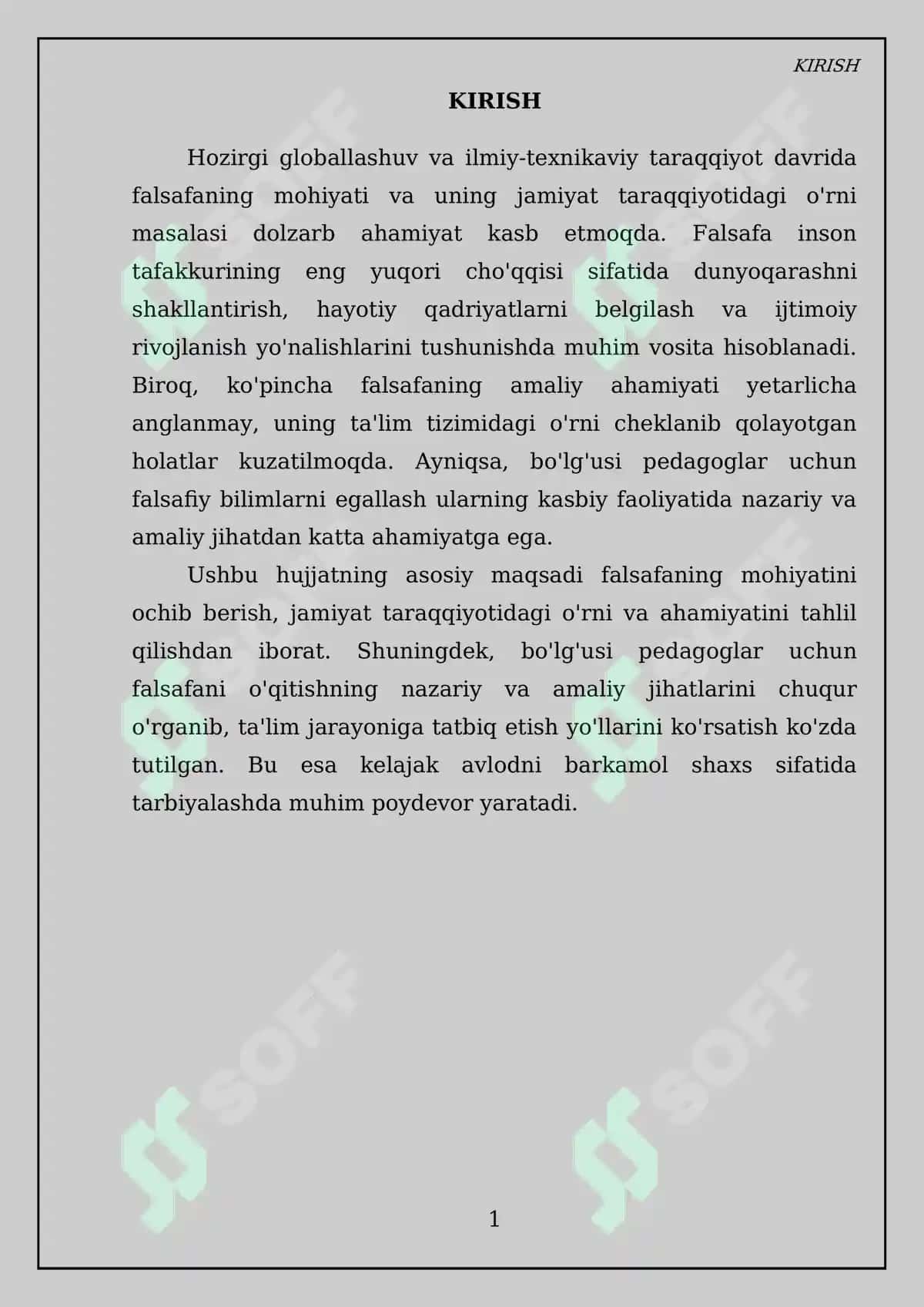 Falsafaning mohiyati va jamiyat taraqqiyotidagi o'rni. Bo'lg'usi pedagoglarda o'qitishning nazariy amaliy ahamiyati 3