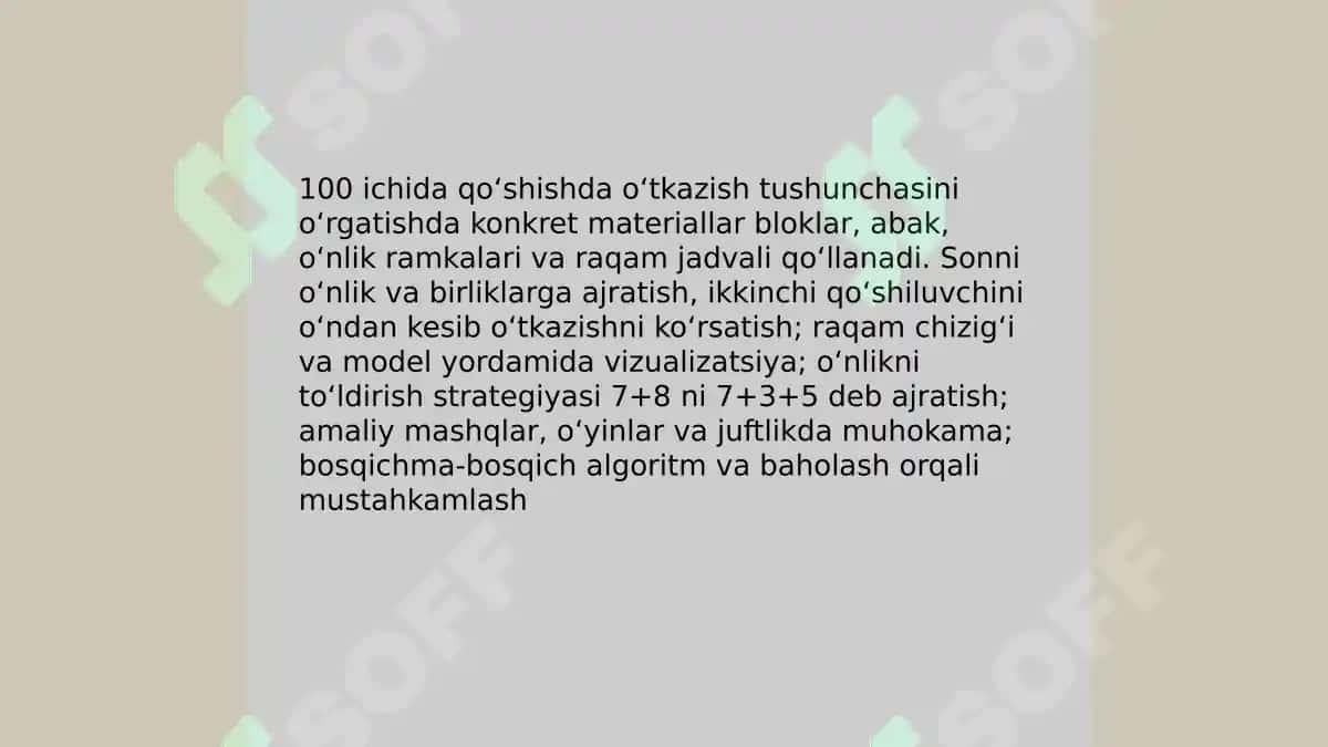 Nomanfiy butun sonlar ustida arifmetik amallarni o‘rgatish metodikasi. 10 ichida va 100 ichida 4