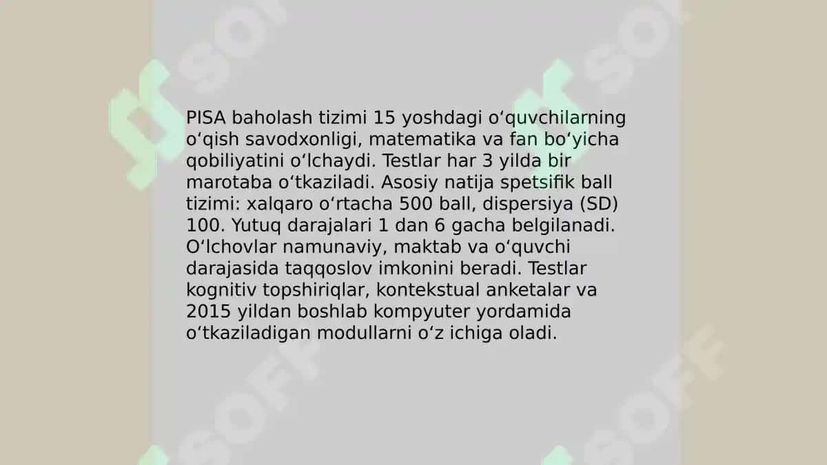 Pisa tadqiqotlari bilan o’quvchilarni tanishtirish va tadqiqotlarga tayyorlash 4