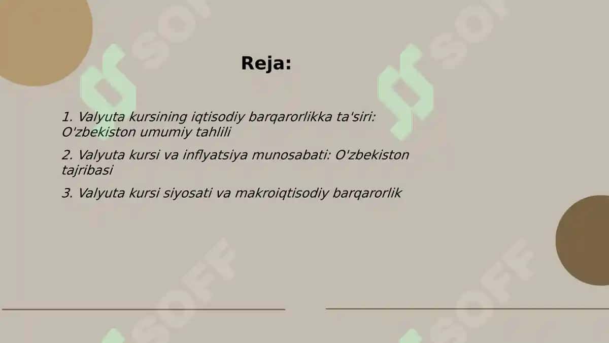 Valyuta kursining iqtisodiy barqarorlikka ta'siri: O'zbekiston tajribasi 2