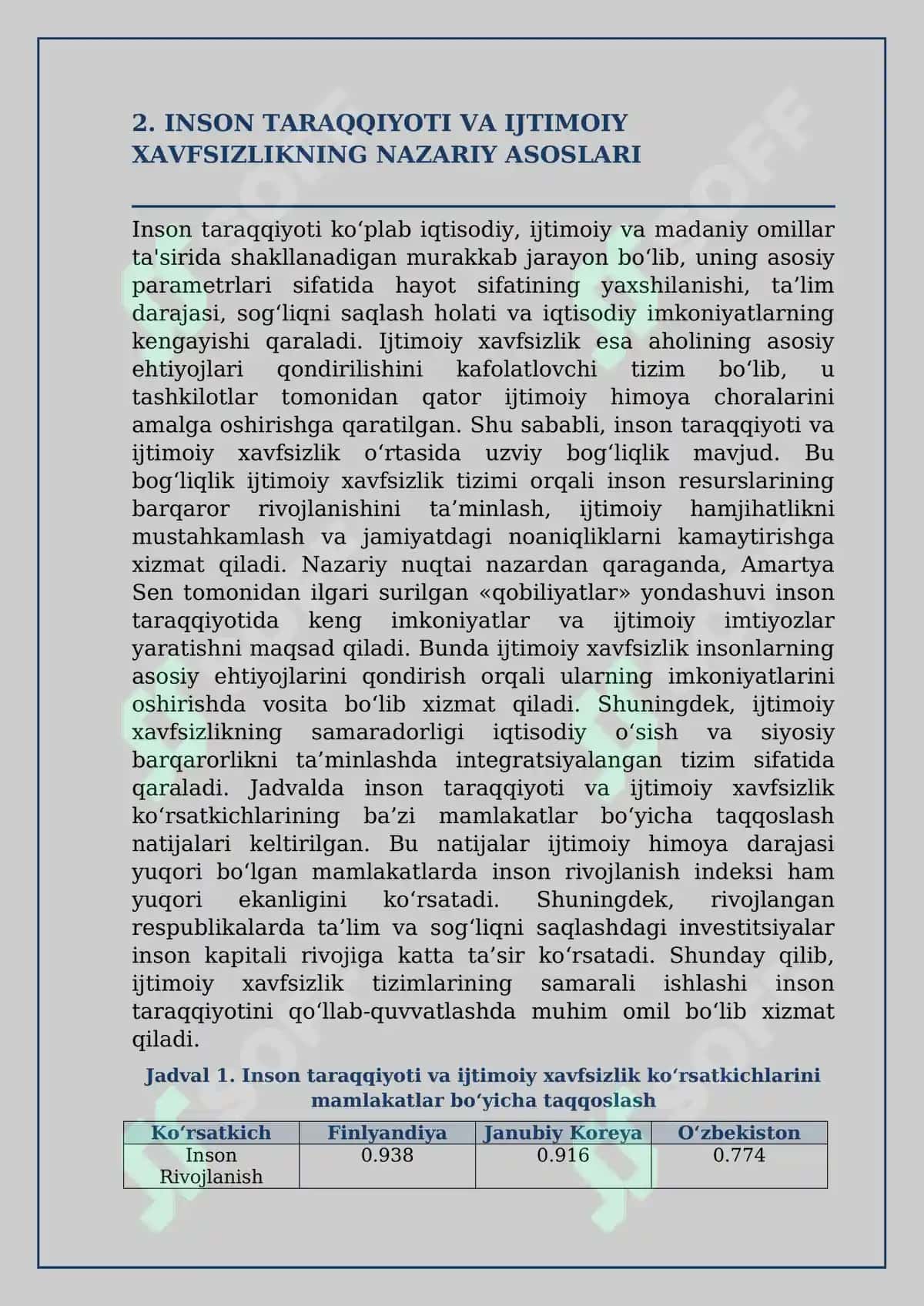 Inson taraqqiyotini ta’minlash va ijtimoiy xavfsizlik oʻrtasidagi bogʻliqlik masalalari (Ilmiy maqola) 3