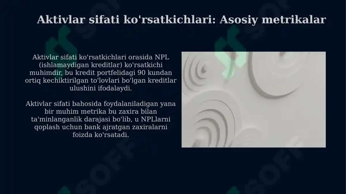 Банк активларининг сифати даражаси ва банк aktivlarining diversifikatsiyasi 5