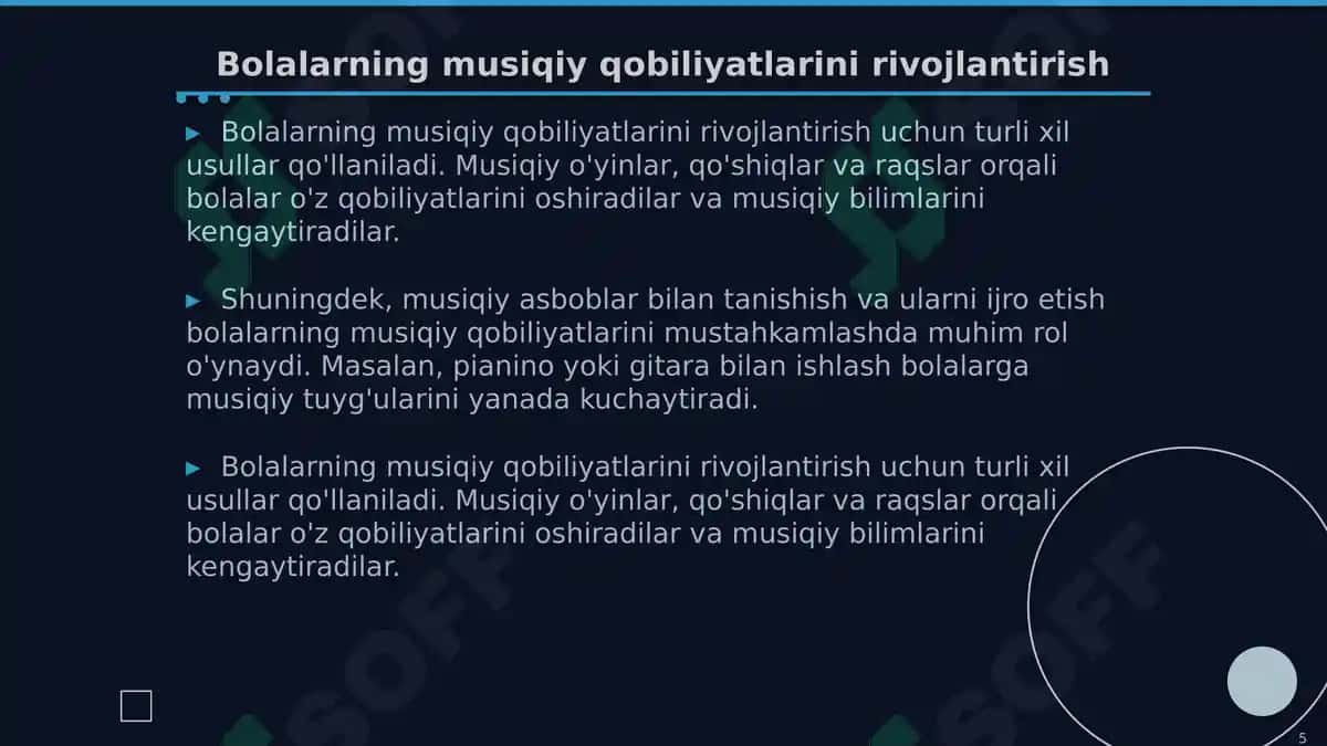 Maktabgacha yoshdagi bolalar musiqiy faoliyatining mazmuni 5