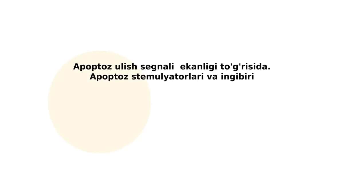 Apoptoz "ulish signali" ekanligi to'g'risida. Apoptoz stemulyatorlari va ingibiri