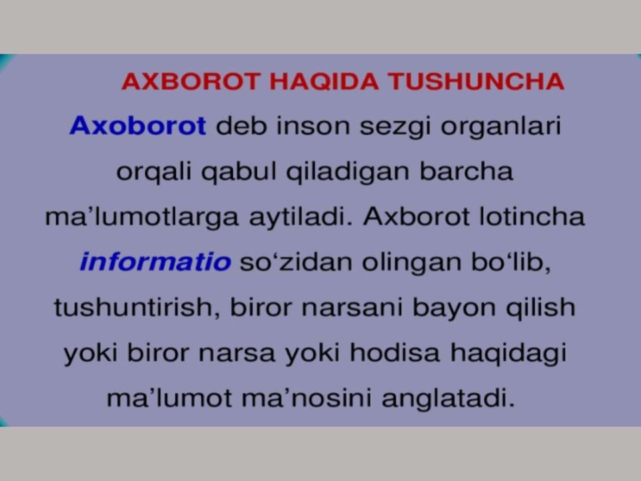 Axborot nima va uning manbalari