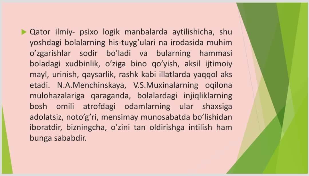 Maktabgacha yosh davrida psixik rivojlanish xususiyatlari