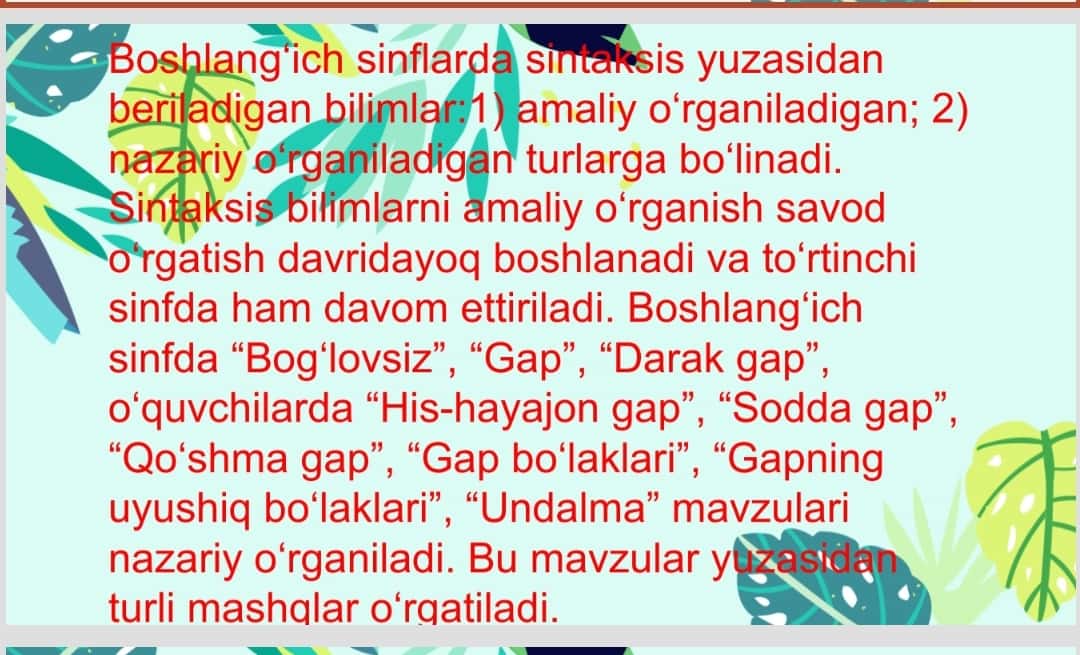So’z birikmasi va gap ustida ishlash.
