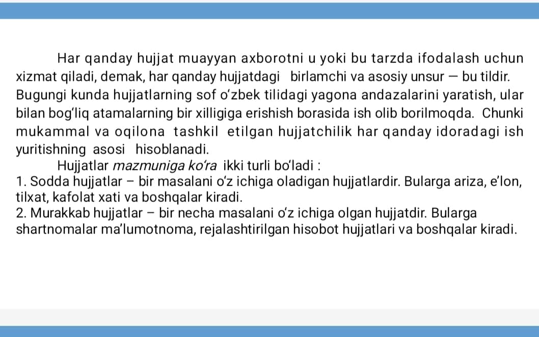 Rasmiy hujjatlar bilan ishlash