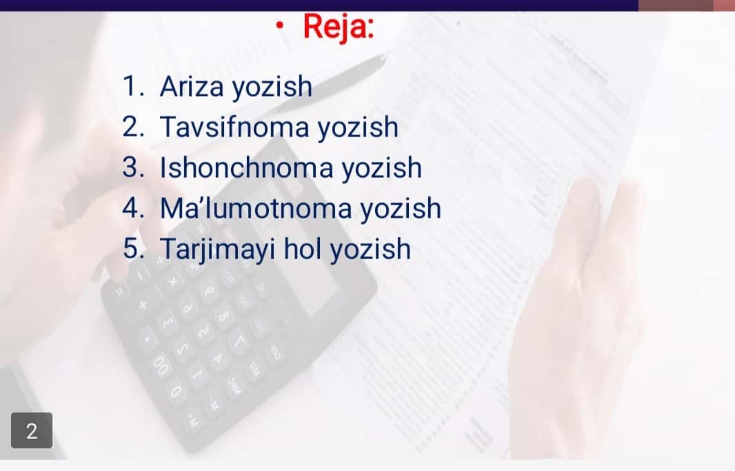 Ish qog’ozlari ustida ishlash
