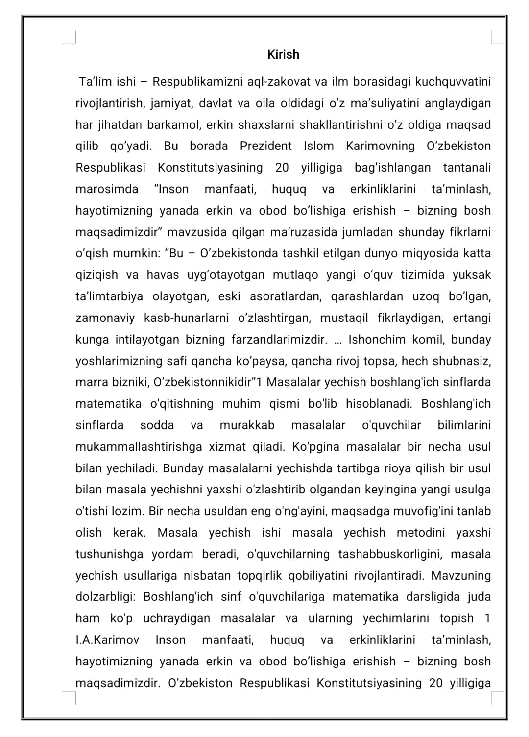 BOSHLANG’ICH SINF MATEMATIKA DARSLARIDA DIDAKTIK O’YINLARDAN FOYDALANISH