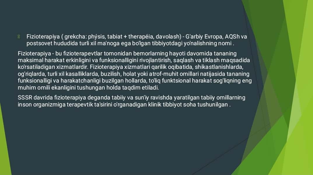 Oddiy fizioterapevtik muolajalarni( compress, bankalar, gorchichnik va b.q.larni) bajarish