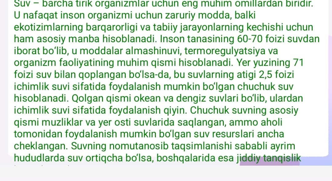 Suv va undan oqilona foydalanish