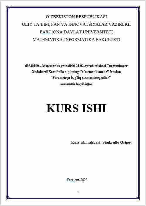 Parametrga bog‘liq xosmas integrallar