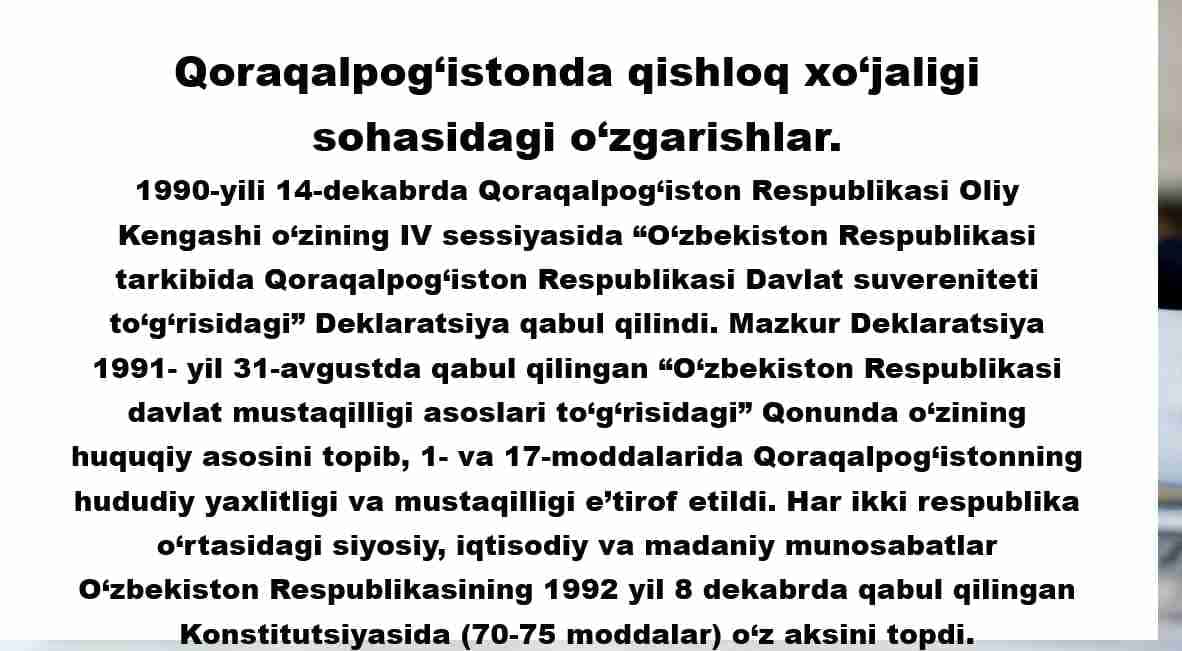 MUSTAQILLIK YILLARIDA QORAQALPOG`ISTON RESPUBLIKASI