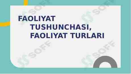 Faoliyat tushunchasi