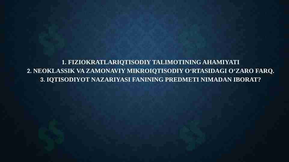Iqtisodiyot nazariyasi haqida to'liq tushunchalar