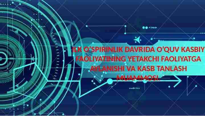 ILK O’SPIRINLIK DAVRIDA O’QUV KASBIY FAOLIYATINING YETAKCHI FAOLIYATGA AYLANISHI VA KASB TANLASH MUAMMOSI.