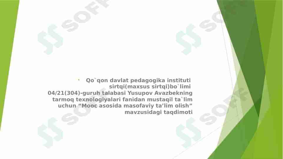 Mooc asosida masofaviy taʼlim