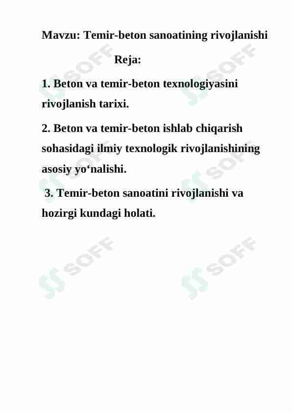 Temir-beton sanoatining rivojlanishi