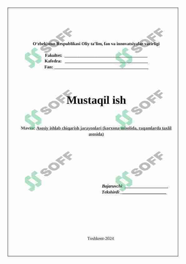 Asosiy ishlab chiqarish jarayonlari